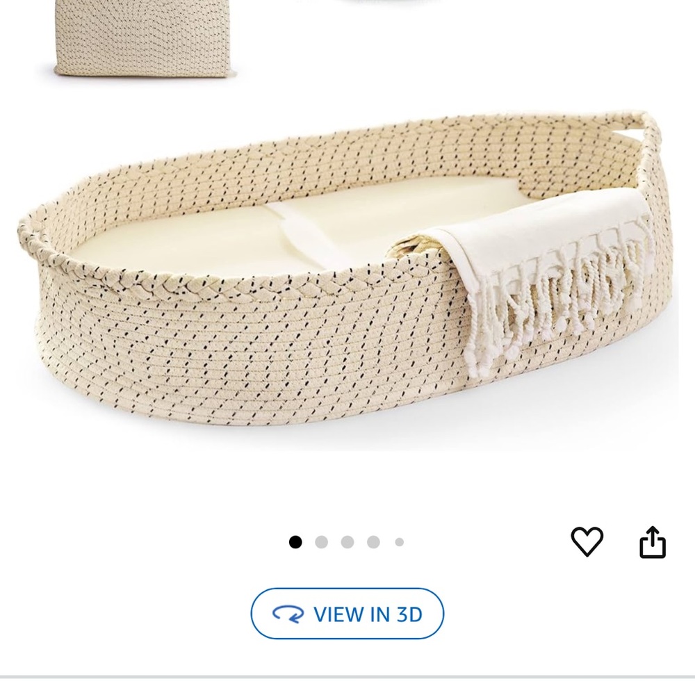 Cream Woven Basket with Fringe